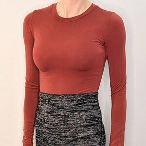 WILFRED Bodysuit | Red Long Sleeve Thong Body Suit w/ Snap Closure | Aritzia 2XS